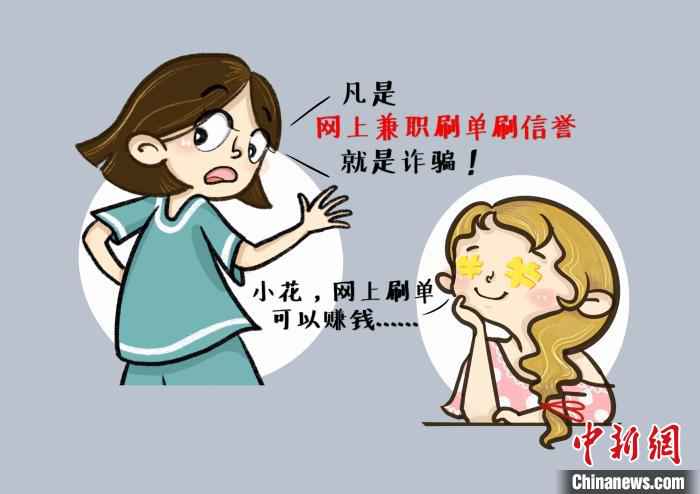 图为,胡诗尧所绘防骗宣传漫画 唐时杰 摄  武汉90后警花用系列漫画帮居民护住“钱袋子”